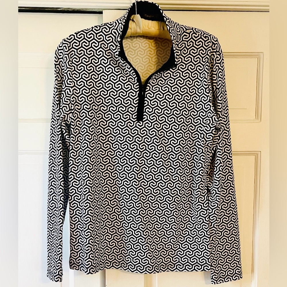 J.Mclaughlin Patterned Quarter Zip Longsleeve Str… - image 1
